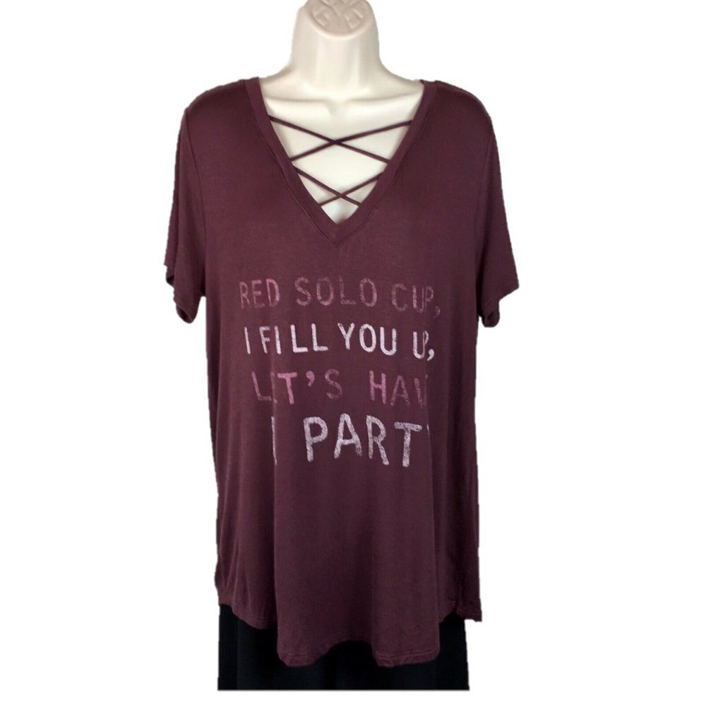 Lyric Culture Purple Knit Top T-Shirt Size XL